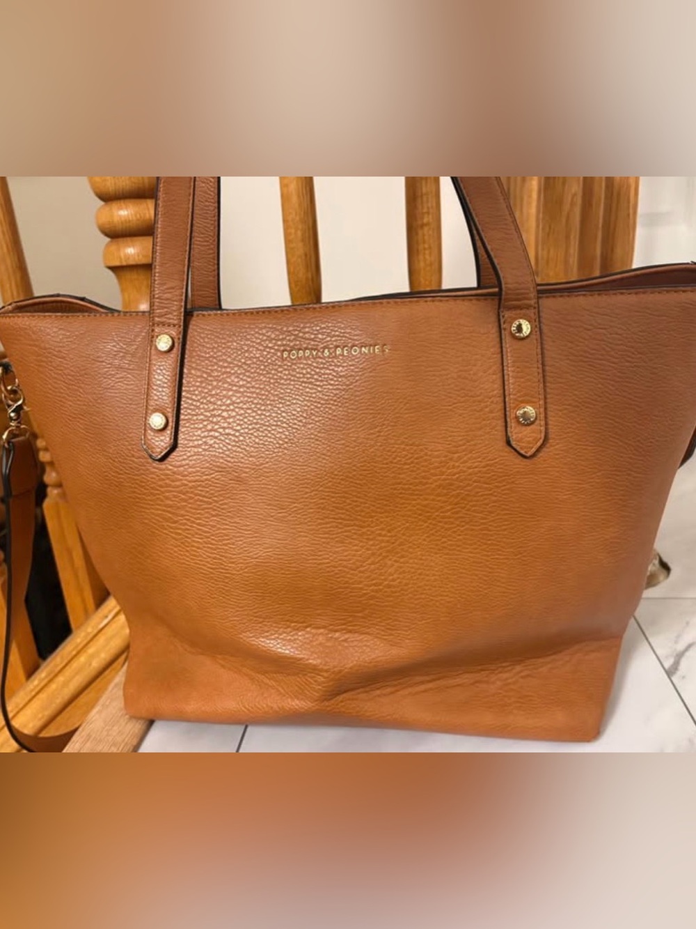 Poppy & Peonies Go-Getter Tote (Cognac)